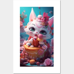 Cute Dessert Kitty 2 Posters and Art